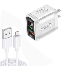 Load image into Gallery viewer, F002C QC3.0 USB + USB 2.0 LED Digital Display Fast Charger with USB to 8 Pin Data Cable, US Plug, US Plug +  8 Pin Cable