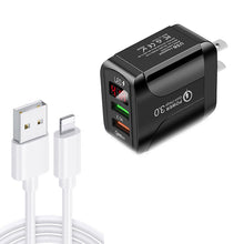 Load image into Gallery viewer, F002C QC3.0 USB + USB 2.0 LED Digital Display Fast Charger with USB to 8 Pin Data Cable, US Plug, US Plug +  8 Pin Cable