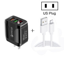 Load image into Gallery viewer, F002C QC3.0 USB + USB 2.0 LED Digital Display Fast Charger with USB to 8 Pin Data Cable, US Plug, US Plug +  8 Pin Cable