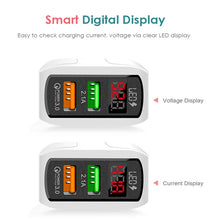 Load image into Gallery viewer, F002C QC3.0 USB + USB 2.0 LED Digital Display Fast Charger with USB to 8 Pin Data Cable, US Plug, US Plug +  8 Pin Cable
