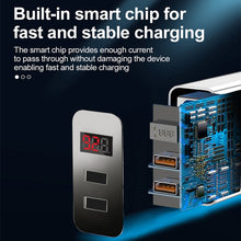 Load image into Gallery viewer, F002C QC3.0 USB + USB 2.0 LED Digital Display Fast Charger with USB to 8 Pin Data Cable, US Plug, US Plug +  8 Pin Cable