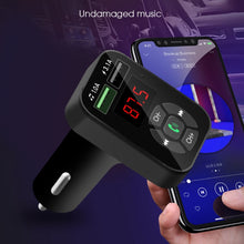 Load image into Gallery viewer, A9 Car FM Transmitter Hands-free Wireless Audio Receiver MP3 Player Dual USB Fast Charger, A9