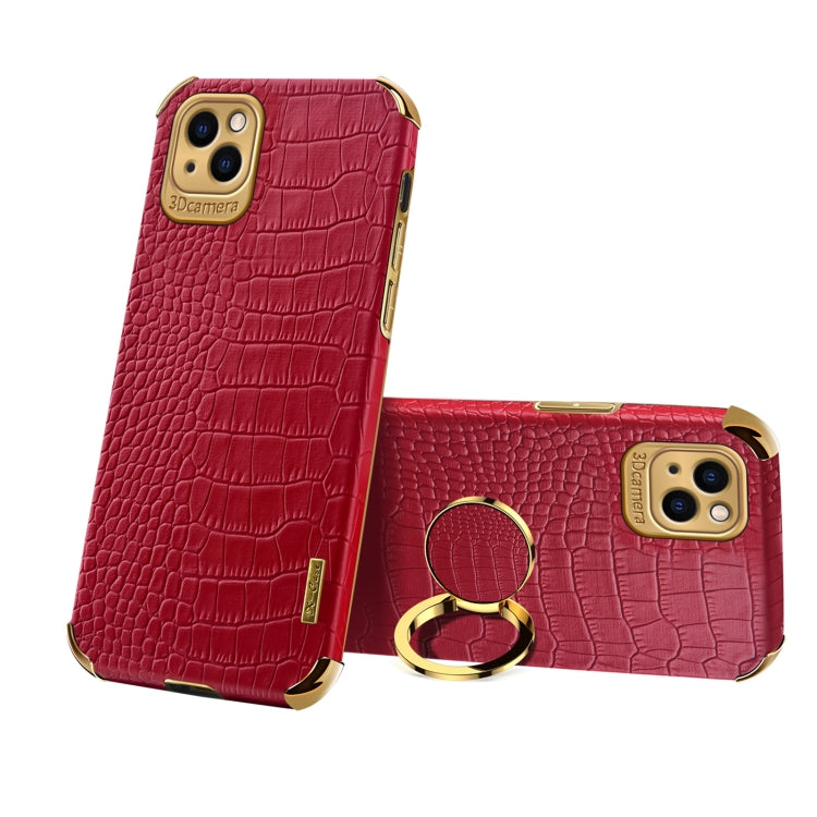 Electroplated TPU Crocodile Pattern Leather Case with Ring Holder, For iPhone 13 Pro Max, For iPhone 13 Pro, For iPhone 13, For iPhone 13 mini