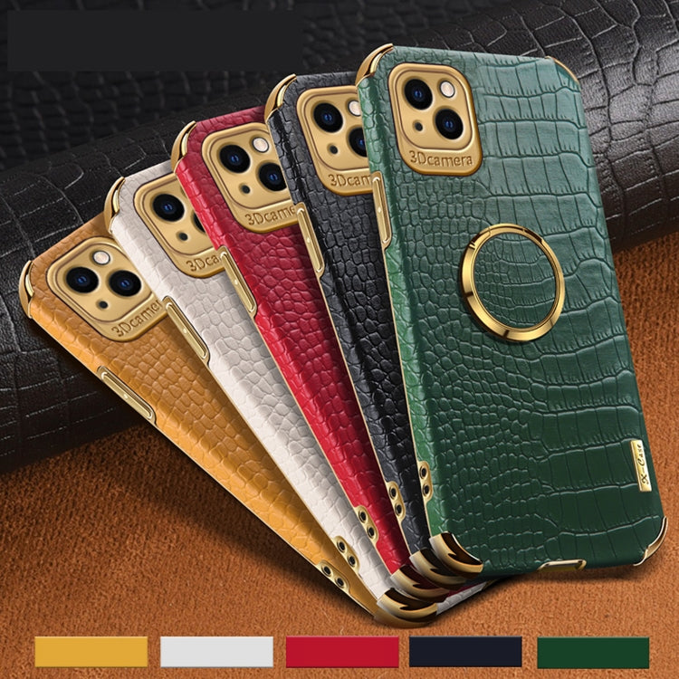 Electroplated TPU Crocodile Pattern Leather Case with Ring Holder, For iPhone 13 Pro Max, For iPhone 13 Pro, For iPhone 13, For iPhone 13 mini