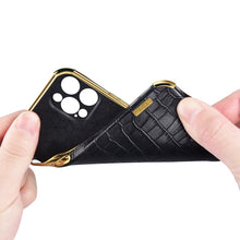 Load image into Gallery viewer, Electroplated TPU Crocodile Pattern Leather Case with Ring Holder, For iPhone 13 Pro Max, For iPhone 13 Pro, For iPhone 13, For iPhone 13 mini