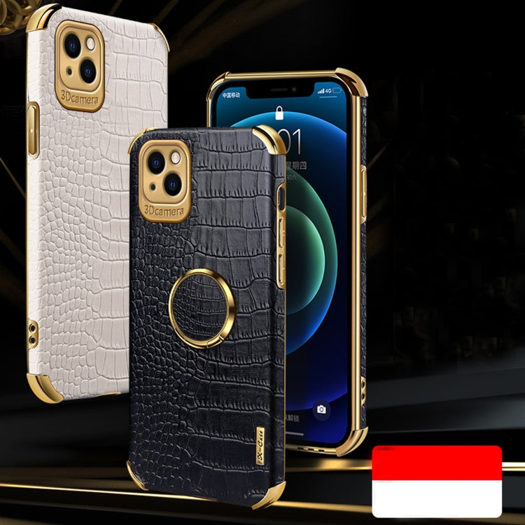 Electroplated TPU Crocodile Pattern Leather Case with Ring Holder, For iPhone 13 Pro Max, For iPhone 13 Pro, For iPhone 13, For iPhone 13 mini