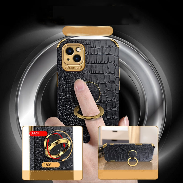 Electroplated TPU Crocodile Pattern Leather Case with Ring Holder, For iPhone 13 Pro Max, For iPhone 13 Pro, For iPhone 13, For iPhone 13 mini