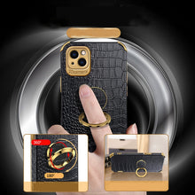 Load image into Gallery viewer, Electroplated TPU Crocodile Pattern Leather Case with Ring Holder, For iPhone 13 Pro Max, For iPhone 13 Pro, For iPhone 13, For iPhone 13 mini