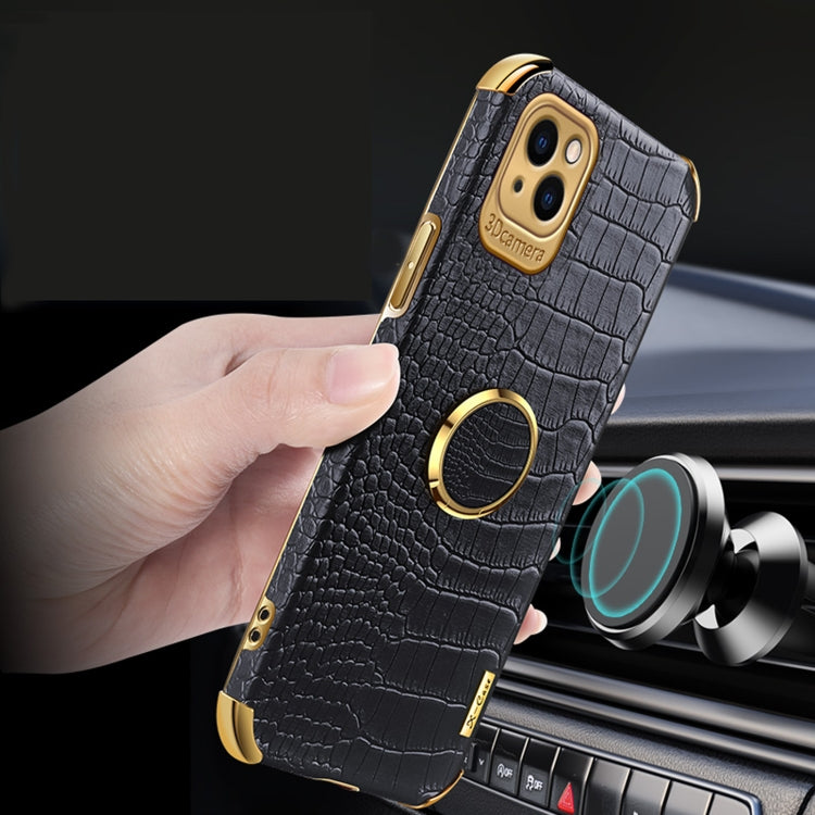 Electroplated TPU Crocodile Pattern Leather Case with Ring Holder, For iPhone 13 Pro Max, For iPhone 13 Pro, For iPhone 13, For iPhone 13 mini