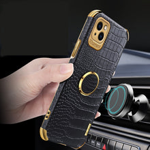 Load image into Gallery viewer, Electroplated TPU Crocodile Pattern Leather Case with Ring Holder, For iPhone 13 Pro Max, For iPhone 13 Pro, For iPhone 13, For iPhone 13 mini