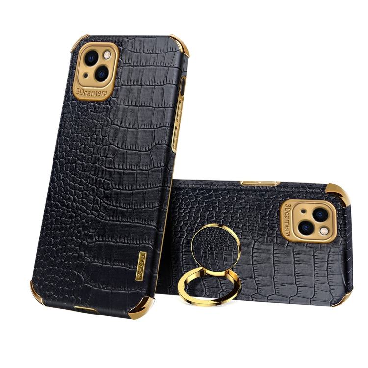 Electroplated TPU Crocodile Pattern Leather Case with Ring Holder, For iPhone 13 Pro Max, For iPhone 13 Pro, For iPhone 13, For iPhone 13 mini