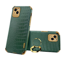 Load image into Gallery viewer, Electroplated TPU Crocodile Pattern Leather Case with Ring Holder, For iPhone 13 Pro Max, For iPhone 13 Pro, For iPhone 13, For iPhone 13 mini