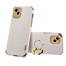 Load image into Gallery viewer, Electroplated TPU Crocodile Pattern Leather Case with Ring Holder, For iPhone 13 Pro Max, For iPhone 13 Pro, For iPhone 13, For iPhone 13 mini