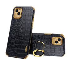 Load image into Gallery viewer, Electroplated TPU Crocodile Pattern Leather Case with Ring Holder, For iPhone 13 Pro Max, For iPhone 13 Pro, For iPhone 13, For iPhone 13 mini