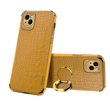 Load image into Gallery viewer, Electroplated TPU Crocodile Pattern Leather Case with Ring Holder, For iPhone 13 Pro Max, For iPhone 13 Pro, For iPhone 13, For iPhone 13 mini
