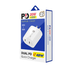 Load image into Gallery viewer, 40W Dual Port PD / Type-C Fast Charger for iPhone / iPad Series, US Plug, US Plug