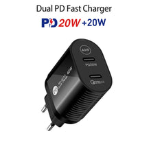Load image into Gallery viewer, 40W Dual Port PD / Type-C Fast Charger for iPhone / iPad Series, EU Plug, EU Plug