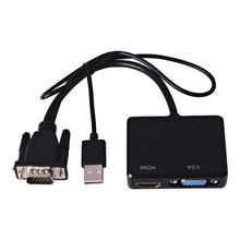 Load image into Gallery viewer, VGA to HDMI Adapter VGA Splitter with 3.5mm Audio Converter