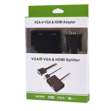 Load image into Gallery viewer, VGA to HDMI Adapter VGA Splitter with 3.5mm Audio Converter