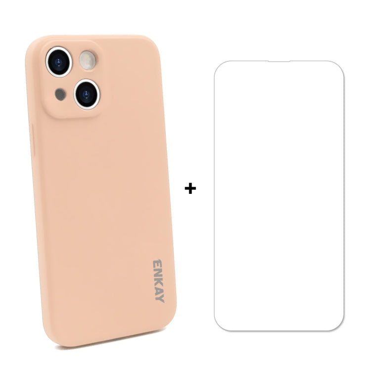 Hat-Prince ENKAY Liquid Silicone Shockproof Protective Case Drop Protection Cover + 9H Tempered Glass Screen Protector for iPhone 13