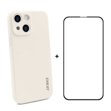 Load image into Gallery viewer, Hat-Prince ENKAY Liquid Silicone Shockproof Protective Case Drop Protection Cover + Full Coverage Tempered Glass Protector Film for iPhone 13, For iPhone 13