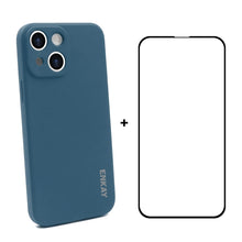 Load image into Gallery viewer, Hat-Prince ENKAY Liquid Silicone Shockproof Protective Case Drop Protection Cover + Full Coverage Tempered Glass Protector Film for iPhone 13, For iPhone 13