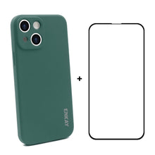 Load image into Gallery viewer, Hat-Prince ENKAY Liquid Silicone Shockproof Protective Case Drop Protection Cover + Full Coverage Tempered Glass Protector Film for iPhone 13, For iPhone 13