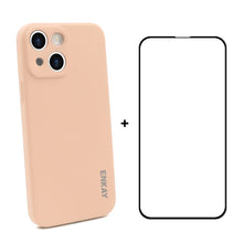 Load image into Gallery viewer, Hat-Prince ENKAY Liquid Silicone Shockproof Protective Case Drop Protection Cover + Full Coverage Tempered Glass Protector Film for iPhone 13, For iPhone 13