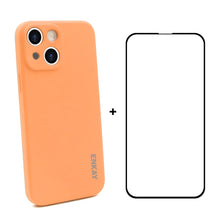 Load image into Gallery viewer, Hat-Prince ENKAY Liquid Silicone Shockproof Protective Case Drop Protection Cover + Full Coverage Tempered Glass Protector Film for iPhone 13, For iPhone 13