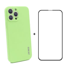 Load image into Gallery viewer, Hat-Prince ENKAY Liquid Silicone Shockproof Protective Case Drop Protection Cover + Full Coverage Tempered Glass Protector Film for iPhone 13 Pro Max, For iPhone 13 Pro Max