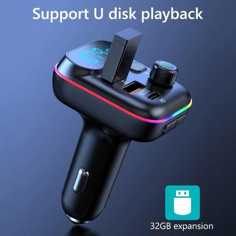 T70 Car MP3 Player FM Transmitter with Bluetooth USB Car Mobile Charger QC3.0 Quick Charge U Disk Music Player FM Modulator, T70