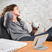 Load image into Gallery viewer, Universal Metal Tablet Mobile Phone Holder Stand 360 Degree Rotating Accessory Foldable Desktop