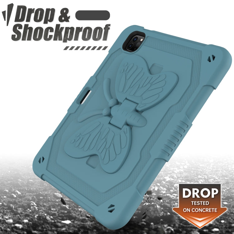 Pure Color PC + Silicone Anti-drop Tablet Tablet Case with Butterfly Holder & Pen Slot For iPad Pro 11 2018 & 2020 & 2021 & Air 2020 10.9(Dark Green)