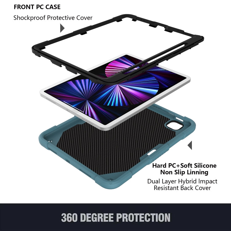 Pure Color PC + Silicone Anti-drop Tablet Tablet Case with Butterfly Holder & Pen Slot For iPad Pro 11 2018 & 2020 & 2021 & Air 2020 10.9(Dark Green)