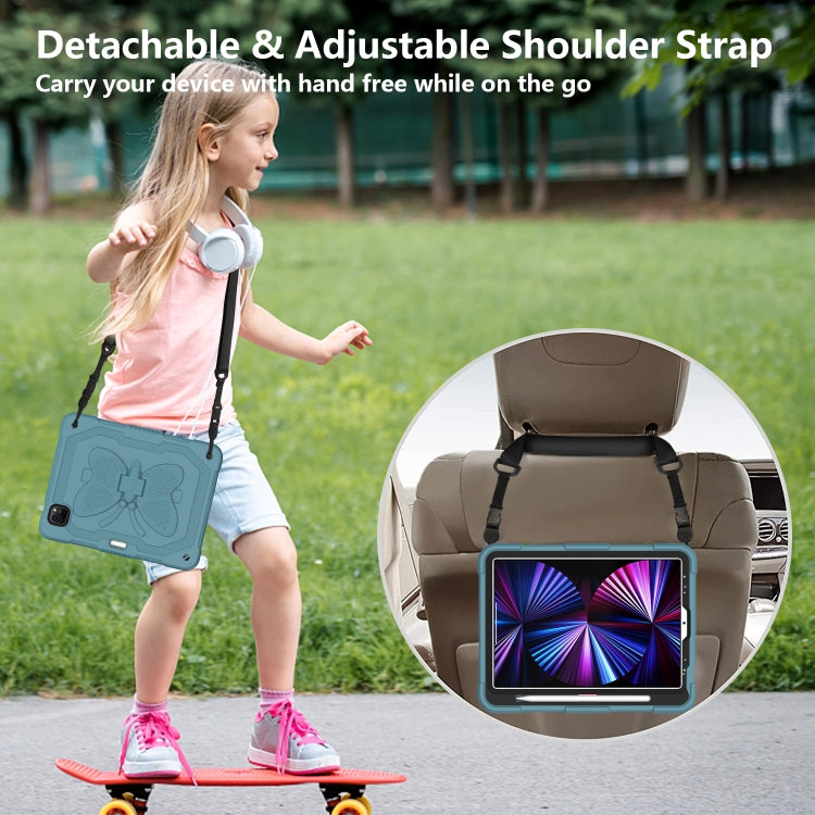 Pure Color PC + Silicone Anti-drop Tablet Tablet Case with Butterfly Holder & Pen Slot For iPad Pro 11 2018 & 2020 & 2021 & Air 2020 10.9(Dark Green)