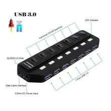 Load image into Gallery viewer, 7 Ports USB 3.0 HUB Independent Switching Splitter, Splitter