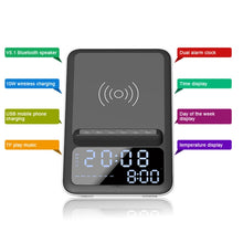 Load image into Gallery viewer, AEC BT512 Multifunctional Bluetooth Speaker 10W Wireless Charger LED Desktop Electronic Alarm Clock