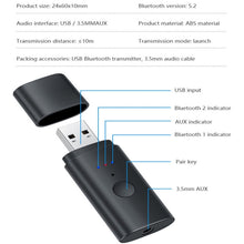 Load image into Gallery viewer, TX35 Bluetooth 5.2 Transmitter One Drag Two USB / AUX Dual Output