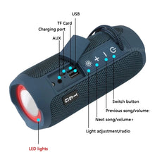 Load image into Gallery viewer, T&amp;G TG227 Outdoor Portable Waterproof Bluetooth Music Speaker with LED Support FM / TF / USB