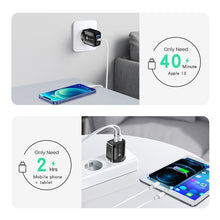 Load image into Gallery viewer, PD25W USB-C / Type-C + QC3.0 USB Dual Ports Fast Charger with USB to 8 Pin Data Cable, UK Plug, UK Plug + USB to 8 Pin Cable