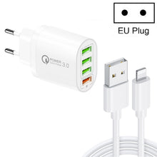 Load image into Gallery viewer, QC-04 QC3.0 + 3 x USB2.0 Multi-ports Charger with 3A USB to 8 Pin Data Cable, EU Plug