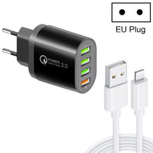 Load image into Gallery viewer, QC-04 QC3.0 + 3 x USB2.0 Multi-ports Charger with 3A USB to 8 Pin Data Cable, EU Plug