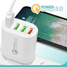 Load image into Gallery viewer, QC-04 QC3.0 + 3 x USB2.0 Multi-ports Charger with 3A USB to 8 Pin Data Cable, EU Plug