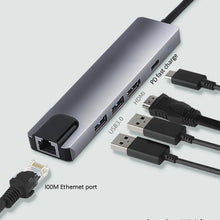 Load image into Gallery viewer, 5 in 1 USB Type-C to RJ45+USB3.0 x 2+PD+HDMI HUB Adapter, RJ45+USB3.0 x 2+PD+HDMI