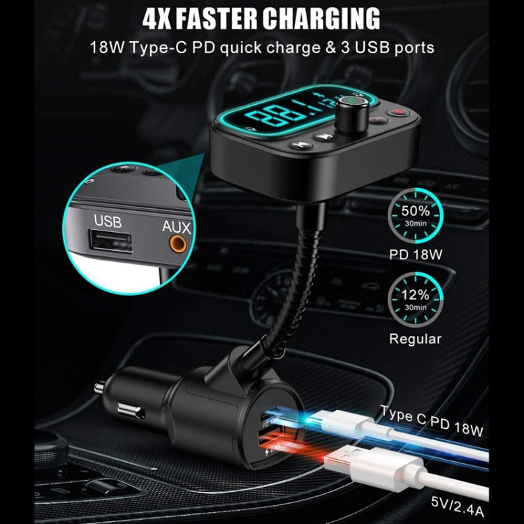 T67 Bluetooth 5.0 Car MP3 Music Player FM Modulator Transmitter Wireless AUX Adapter Hands-free, T67