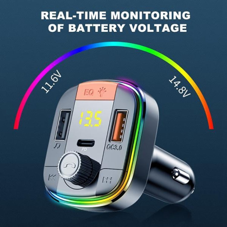 T832 Car Bluetooth FM Transmitter Colorful Light MP3 Player Powerful Quick Charger QC3.0, T832