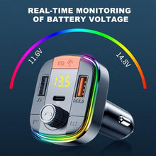 Load image into Gallery viewer, T832 Car Bluetooth FM Transmitter Colorful Light MP3 Player Powerful Quick Charger QC3.0, T832