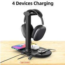 Load image into Gallery viewer, B-15A 4 in 1 Headset Holder Wireless Charger for Smart Phone &amp; iWatch &amp; Airpods