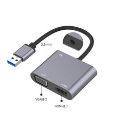 Load image into Gallery viewer, 3 in 1 USB to HDMI / VGA / Audio HUB Adapter