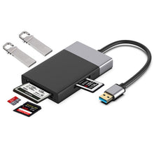 Load image into Gallery viewer, 6-in-1 USB 3.0 to USB3.0 x 2+CF Card+TF Card+SD Card+XQD Card HUB Adapter